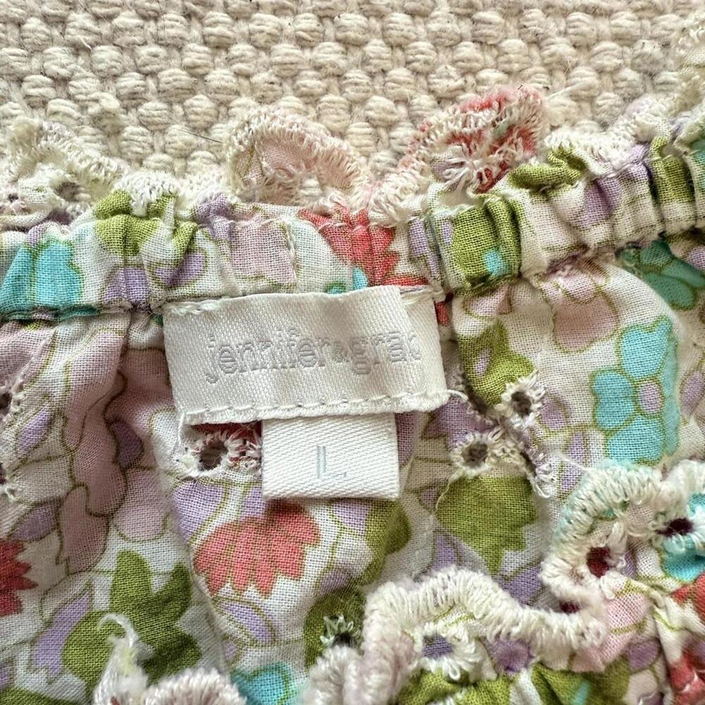 Jennifer & Grace Floral Eyelet Peasant Top – Size L - Picture 7 of 8